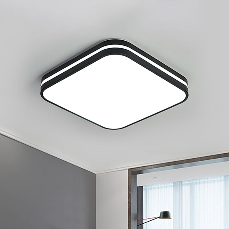 Black Square/Rectangle Flush Lighting Modern Led Acrylic Flush Mount Lamp Fixture in White Light, 16"/19.5"/25.5" Wide Clearhalo 'Ceiling Lights' 'Close To Ceiling Lights' 'Close to ceiling' 'Flush mount' Lighting' 211783