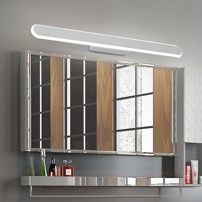 Linear Vanity Lamp Contemporary Acrylic Led White Bathroom Mirror Headlight in White/Warm Light, 16"/23.5"/31.5" Wide White Clearhalo 'Modern wall lights' 'Modern' 'Vanity Lights' 'Wall Lights' Lighting' 211787