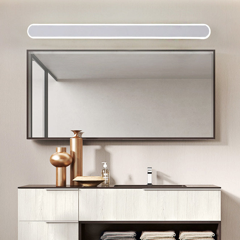 Linear Vanity Lamp Contemporary Acrylic Led White Bathroom Mirror Headlight in White/Warm Light, 16"/23.5"/31.5" Wide Clearhalo 'Modern wall lights' 'Modern' 'Vanity Lights' 'Wall Lights' Lighting' 211788