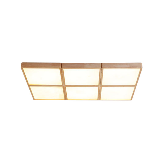 Beige Geometric Ceiling Flush Mount Minimalist Wood 4/6 Lights Flush Light with Acrylic Diffuser Clearhalo 'Ceiling Lights' 'Close To Ceiling Lights' 'Close to ceiling' 'Flush mount' Lighting' 211826