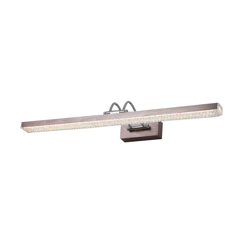 Metal Linear Vanity Lighting Modernist 16.5"/28"/22.5" Wide Led Black/Silver/Coffee Vanity Wall Sconce with Curved Arm, Third Gear Clearhalo 'Cast Iron' 'Glass' 'Industrial' 'Modern wall lights' 'Modern' 'Tiffany' 'Traditional wall lights' 'Vanity Lights' 'Wall Lights' Lighting' 211835