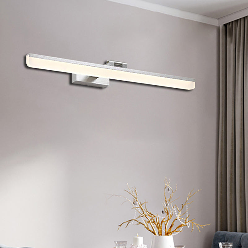 Metal Linear Vanity Lighting Modernist 16.5"/28"/22.5" Wide Led Black/Silver/Coffee Vanity Wall Sconce with Curved Arm, Third Gear Clearhalo 'Cast Iron' 'Glass' 'Industrial' 'Modern wall lights' 'Modern' 'Tiffany' 'Traditional wall lights' 'Vanity Lights' 'Wall Lights' Lighting' 211837