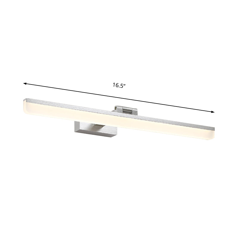 Metal Linear Vanity Lighting Modernist 16.5"/28"/22.5" Wide Led Black/Silver/Coffee Vanity Wall Sconce with Curved Arm, Third Gear Clearhalo 'Cast Iron' 'Glass' 'Industrial' 'Modern wall lights' 'Modern' 'Tiffany' 'Traditional wall lights' 'Vanity Lights' 'Wall Lights' Lighting' 211839