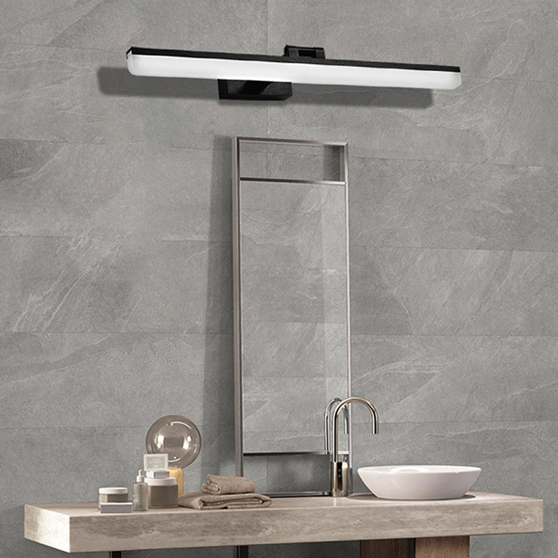 Linear Vanity Sconce Contemporary Metal 16.5"/28"/22.5" Wide Led Black/Silver/Coffee Vanity Mirror Light in Third Gear Black Clearhalo 'Cast Iron' 'Glass' 'Industrial' 'Modern wall lights' 'Modern' 'Tiffany' 'Traditional wall lights' 'Vanity Lights' 'Wall Lights' Lighting' 211849