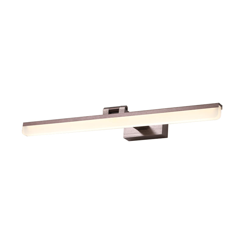 Linear Vanity Sconce Contemporary Metal 16.5"/28"/22.5" Wide Led Black/Silver/Coffee Vanity Mirror Light in Third Gear Clearhalo 'Cast Iron' 'Glass' 'Industrial' 'Modern wall lights' 'Modern' 'Tiffany' 'Traditional wall lights' 'Vanity Lights' 'Wall Lights' Lighting' 211852