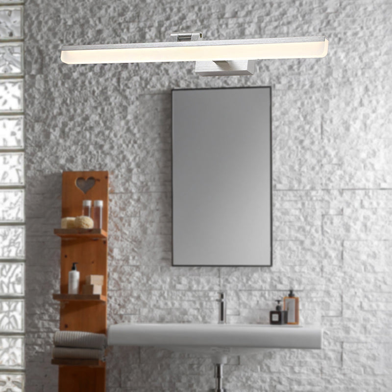 Linear Vanity Sconce Contemporary Metal 16.5"/28"/22.5" Wide Led Black/Silver/Coffee Vanity Mirror Light in Third Gear Silver Clearhalo 'Cast Iron' 'Glass' 'Industrial' 'Modern wall lights' 'Modern' 'Tiffany' 'Traditional wall lights' 'Vanity Lights' 'Wall Lights' Lighting' 211853