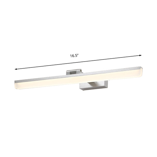 Linear Vanity Sconce Contemporary Metal 16.5"/28"/22.5" Wide Led Black/Silver/Coffee Vanity Mirror Light in Third Gear Clearhalo 'Cast Iron' 'Glass' 'Industrial' 'Modern wall lights' 'Modern' 'Tiffany' 'Traditional wall lights' 'Vanity Lights' 'Wall Lights' Lighting' 211856