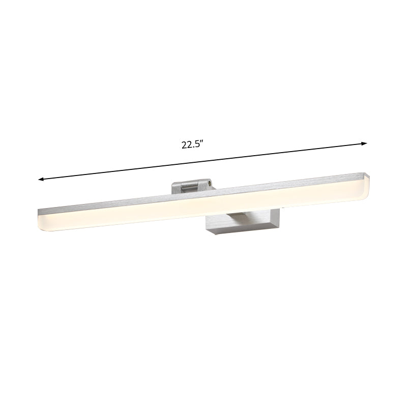Linear Vanity Sconce Contemporary Metal 16.5"/28"/22.5" Wide Led Black/Silver/Coffee Vanity Mirror Light in Third Gear Clearhalo 'Cast Iron' 'Glass' 'Industrial' 'Modern wall lights' 'Modern' 'Tiffany' 'Traditional wall lights' 'Vanity Lights' 'Wall Lights' Lighting' 211857