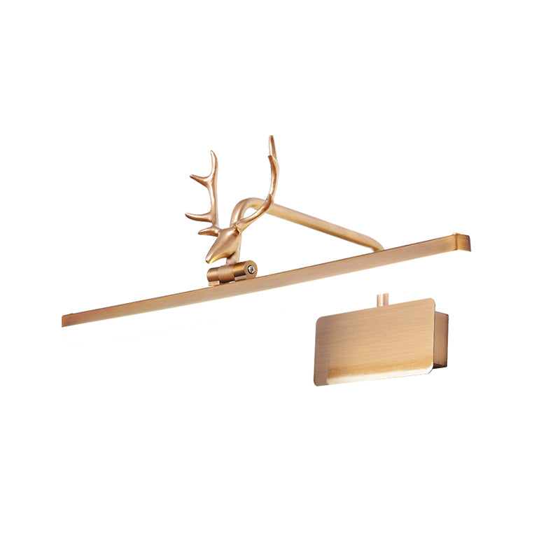 Linear Metal Vanity Wall Lamp Modernist Led White/Black/Gold Wall Mounted Vanity Light with Antlers Arm in White/Natural Light, 17"/20.5"/28" Wide Clearhalo 'Cast Iron' 'Glass' 'Industrial' 'Modern wall lights' 'Modern' 'Tiffany' 'Traditional wall lights' 'Vanity Lights' 'Wall Lights' Lighting' 211876