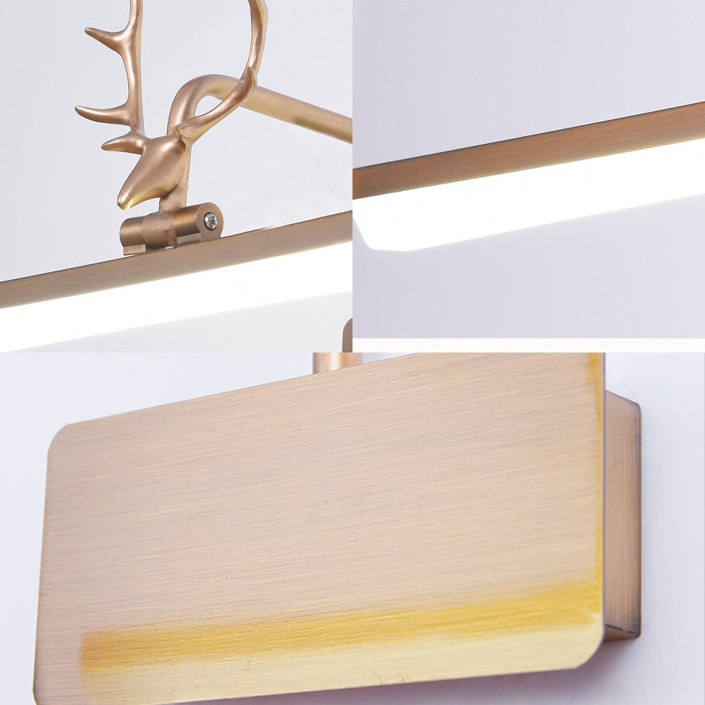 Linear Metal Vanity Wall Lamp Modernist Led White/Black/Gold Wall Mounted Vanity Light with Antlers Arm in White/Natural Light, 17"/20.5"/28" Wide Clearhalo 'Cast Iron' 'Glass' 'Industrial' 'Modern wall lights' 'Modern' 'Tiffany' 'Traditional wall lights' 'Vanity Lights' 'Wall Lights' Lighting' 211877