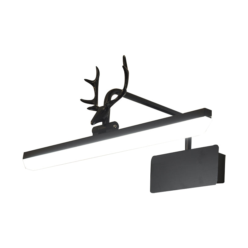 Linear Metal Vanity Wall Lamp Modernist Led White/Black/Gold Wall Mounted Vanity Light with Antlers Arm in White/Natural Light, 17"/20.5"/28" Wide Clearhalo 'Cast Iron' 'Glass' 'Industrial' 'Modern wall lights' 'Modern' 'Tiffany' 'Traditional wall lights' 'Vanity Lights' 'Wall Lights' Lighting' 211880