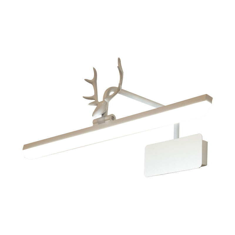 Linear Metal Vanity Wall Lamp Modernist Led White/Black/Gold Wall Mounted Vanity Light with Antlers Arm in White/Natural Light, 17"/20.5"/28" Wide Clearhalo 'Cast Iron' 'Glass' 'Industrial' 'Modern wall lights' 'Modern' 'Tiffany' 'Traditional wall lights' 'Vanity Lights' 'Wall Lights' Lighting' 211884