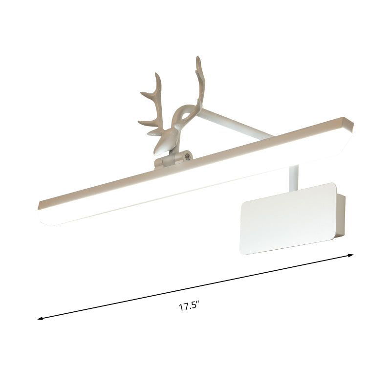 Linear Metal Vanity Wall Lamp Modernist Led White/Black/Gold Wall Mounted Vanity Light with Antlers Arm in White/Natural Light, 17"/20.5"/28" Wide Clearhalo 'Cast Iron' 'Glass' 'Industrial' 'Modern wall lights' 'Modern' 'Tiffany' 'Traditional wall lights' 'Vanity Lights' 'Wall Lights' Lighting' 211885