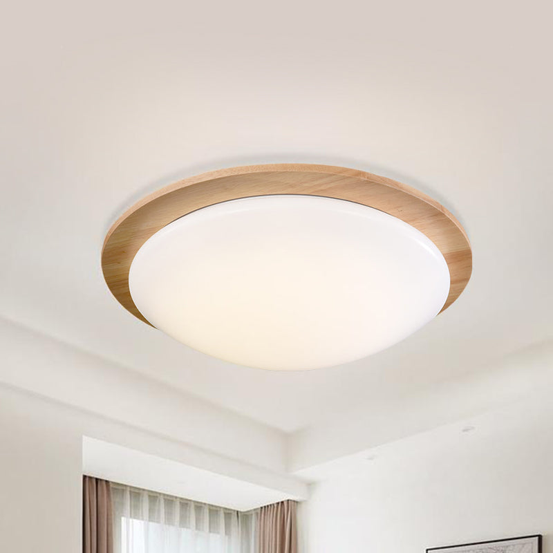 12"/15" Wide Sphere Flush Mount Contemporary Acrylic Beige LED Flush Mount Lamp with Wood Canopy Clearhalo 'Ceiling Lights' 'Close To Ceiling Lights' 'Close to ceiling' 'Flush mount' Lighting' 211918