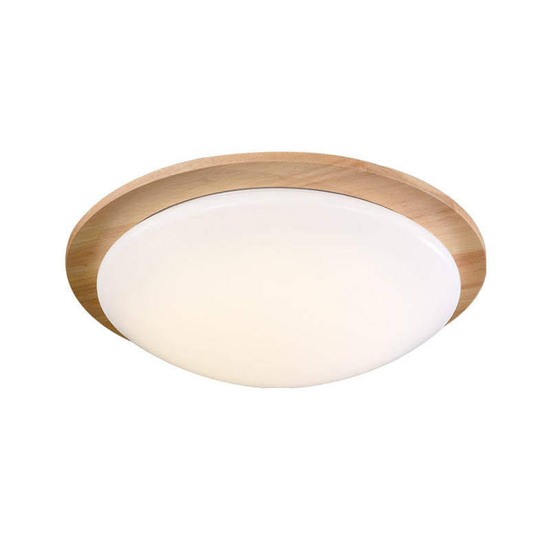 12"/15" Wide Sphere Flush Mount Contemporary Acrylic Beige LED Flush Mount Lamp with Wood Canopy Clearhalo 'Ceiling Lights' 'Close To Ceiling Lights' 'Close to ceiling' 'Flush mount' Lighting' 211919