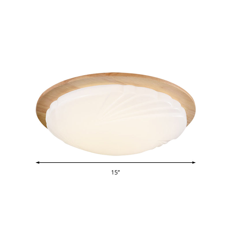 12"/15" Wide Sphere Flush Mount Contemporary Acrylic Beige LED Flush Mount Lamp with Wood Canopy Clearhalo 'Ceiling Lights' 'Close To Ceiling Lights' 'Close to ceiling' 'Flush mount' Lighting' 211925