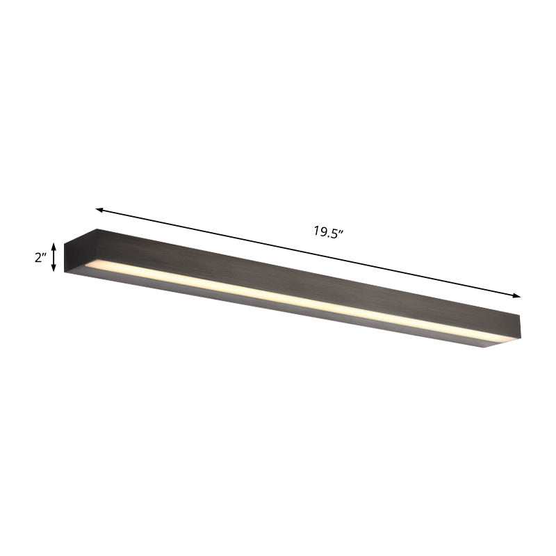Linear Vanity Sconce Contemporary Metal Black/Silver Led Vanity Mirror Light in White/Warm Light, 16"/19.5"/23.5" Wide Clearhalo 'Cast Iron' 'Glass' 'Industrial' 'Modern wall lights' 'Modern' 'Tiffany' 'Traditional wall lights' 'Vanity Lights' 'Wall Lights' Lighting' 211983
