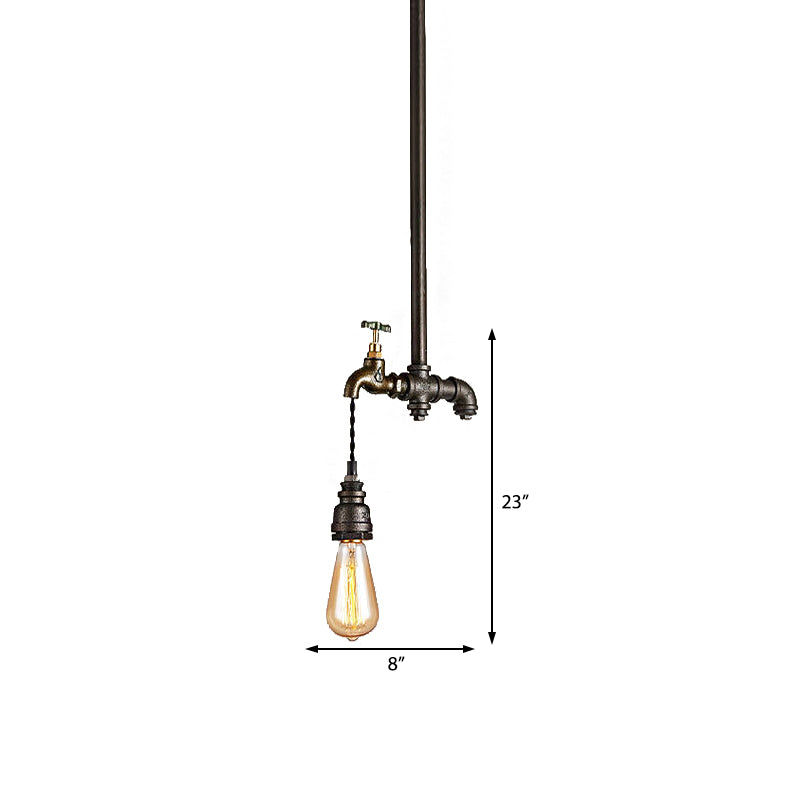 Black 1 Light Pendant Lighting Industrial Metal Exposed Bulb Hanging Lamp for Dining Room Clearhalo 'Art Deco Pendants' 'Black' 'Cast Iron' 'Ceiling Lights' 'Ceramic' 'Crystal' 'Industrial Pendants' 'Industrial' 'Metal' 'Middle Century Pendants' 'Pendant Lights' 'Pendants' 'Rustic Pendants' 'Tiffany' Lighting' 212021