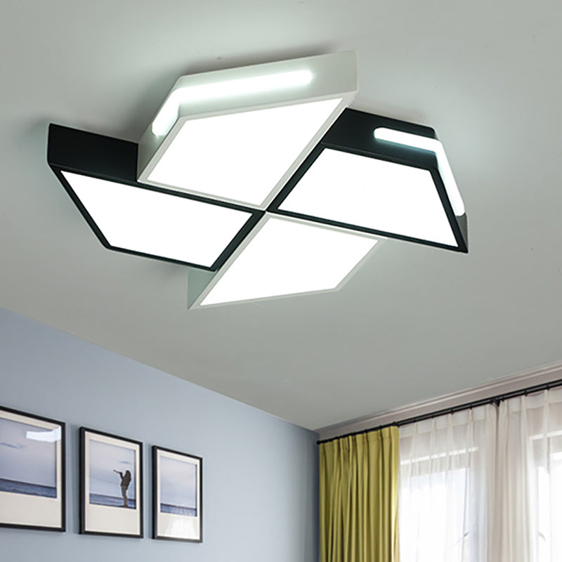 Black and White Windmill Flush Lighting Modern Led Acrylic Flush Ceiling Lamp Fixture in White Light, 18"/23.5" Wide Clearhalo 'Ceiling Lights' 'Close To Ceiling Lights' 'Close to ceiling' 'Flush mount' Lighting' 212028