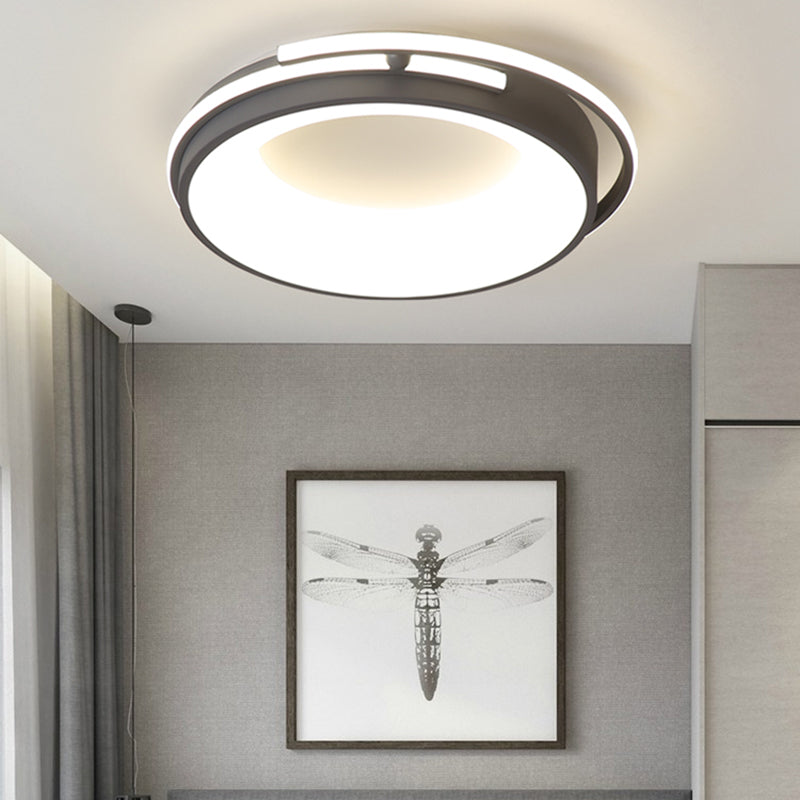 Led Living Room Flush Mount Lighting with Round Acrylic Shade Contemporary Black/Grey Flush Lamp in Warm/White/Neutral Light, 12.5"/16"/21.5" Wide Black Clearhalo 'Ceiling Lights' 'Close To Ceiling Lights' 'Close to ceiling' 'Flush mount' Lighting' 212047