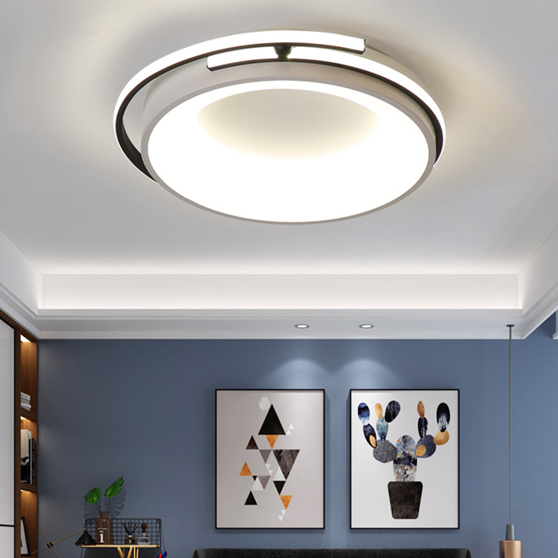 Led Living Room Flush Mount Lighting with Round Acrylic Shade Contemporary Black/Grey Flush Lamp in Warm/White/Neutral Light, 12.5"/16"/21.5" Wide Grey Clearhalo 'Ceiling Lights' 'Close To Ceiling Lights' 'Close to ceiling' 'Flush mount' Lighting' 212052