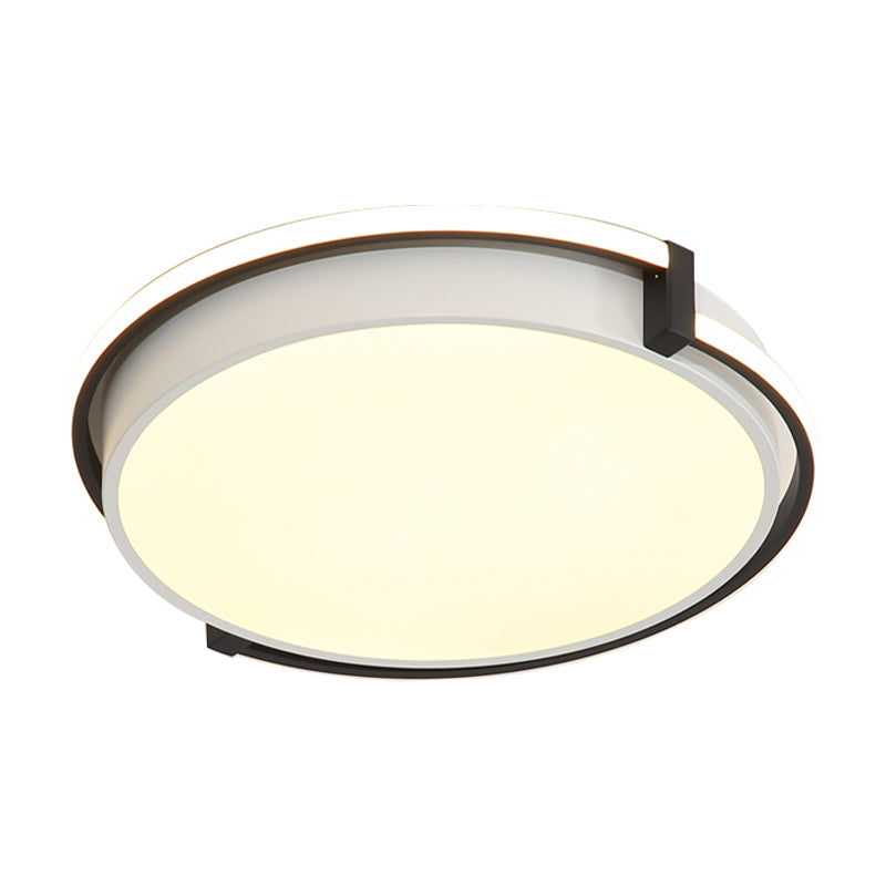 Round Bedroom Flush Lamp Modern Acrylic Led Black/Grey Flush Light Fixture with Recessed Diffuser in White/Warm/Neutral Light, 12"/16"/19.5" Wide Clearhalo 'Ceiling Lights' 'Close To Ceiling Lights' 'Close to ceiling' 'Flush mount' Lighting' 212072