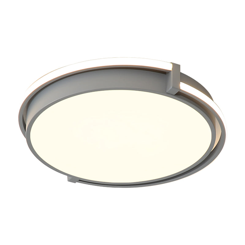 Round Bedroom Flush Lamp Modern Acrylic Led Black/Grey Flush Light Fixture with Recessed Diffuser in White/Warm/Neutral Light, 12"/16"/19.5" Wide Clearhalo 'Ceiling Lights' 'Close To Ceiling Lights' 'Close to ceiling' 'Flush mount' Lighting' 212073