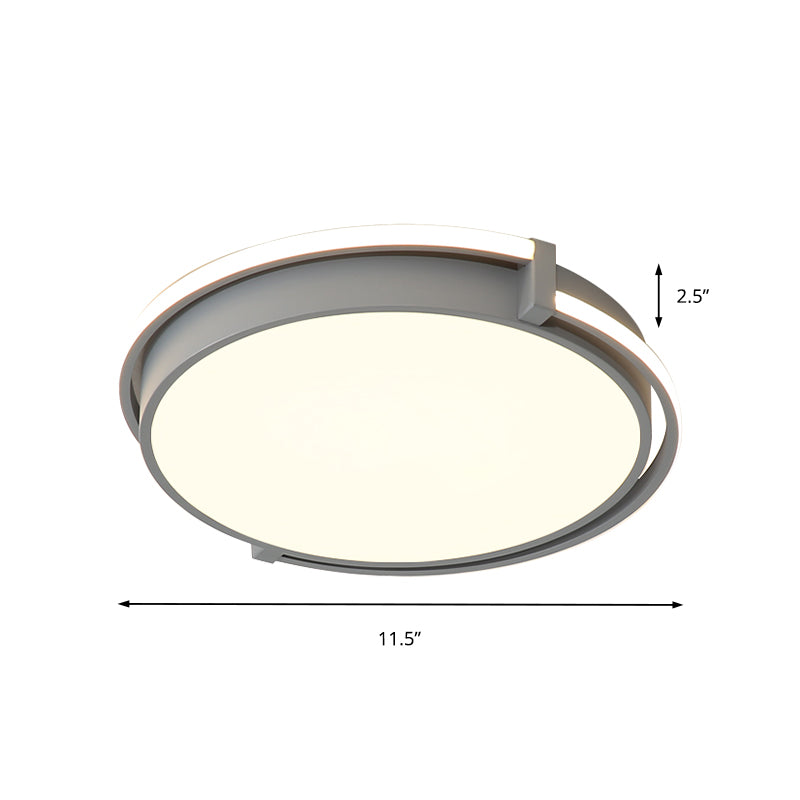 Round Bedroom Flush Lamp Modern Acrylic Led Black/Grey Flush Light Fixture with Recessed Diffuser in White/Warm/Neutral Light, 12"/16"/19.5" Wide Clearhalo 'Ceiling Lights' 'Close To Ceiling Lights' 'Close to ceiling' 'Flush mount' Lighting' 212074