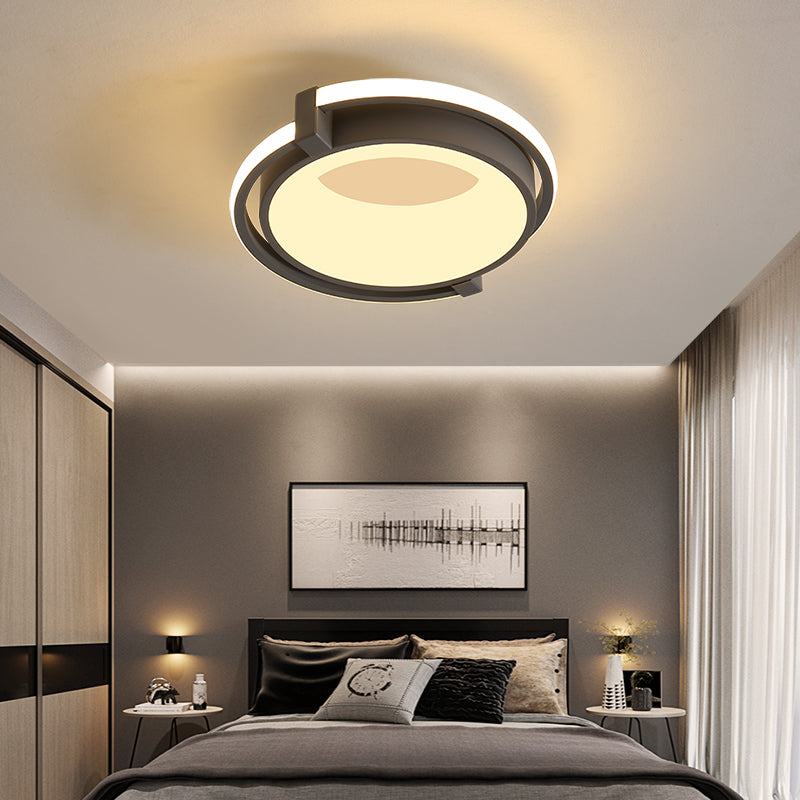 Modern Led Flush Mount Lighting with Acrylic Shade Black/Grey Ring Flush Mount Light Fixture in White/Warm/Neutral Light, 12"/16"/19.5" Wide Clearhalo 'Ceiling Lights' 'Close To Ceiling Lights' 'Close to ceiling' 'Flush mount' Lighting' 212080