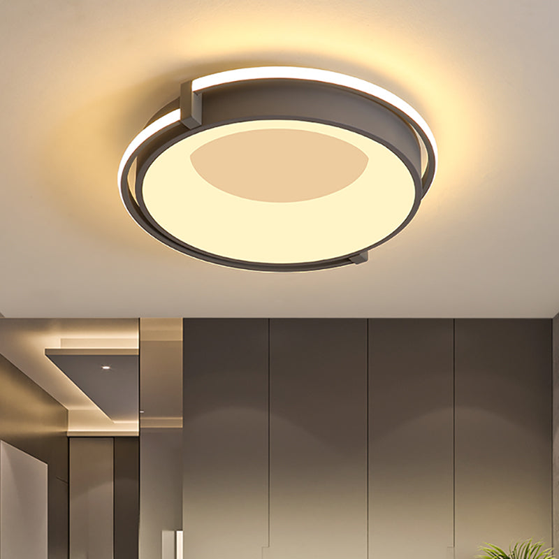 Modern Led Flush Mount Lighting with Acrylic Shade Black/Grey Ring Flush Mount Light Fixture in White/Warm/Neutral Light, 12"/16"/19.5" Wide Clearhalo 'Ceiling Lights' 'Close To Ceiling Lights' 'Close to ceiling' 'Flush mount' Lighting' 212092