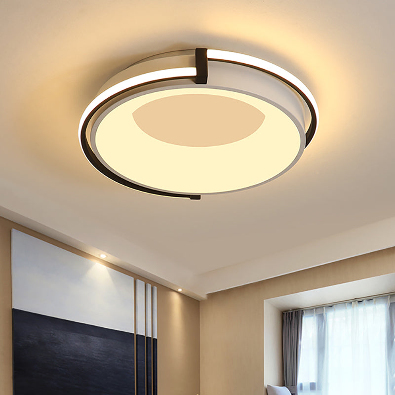 Modern Led Flush Mount Lighting with Acrylic Shade Black/Grey Ring Flush Mount Light Fixture in White/Warm/Neutral Light, 12"/16"/19.5" Wide Black Clearhalo 'Ceiling Lights' 'Close To Ceiling Lights' 'Close to ceiling' 'Flush mount' Lighting' 212094