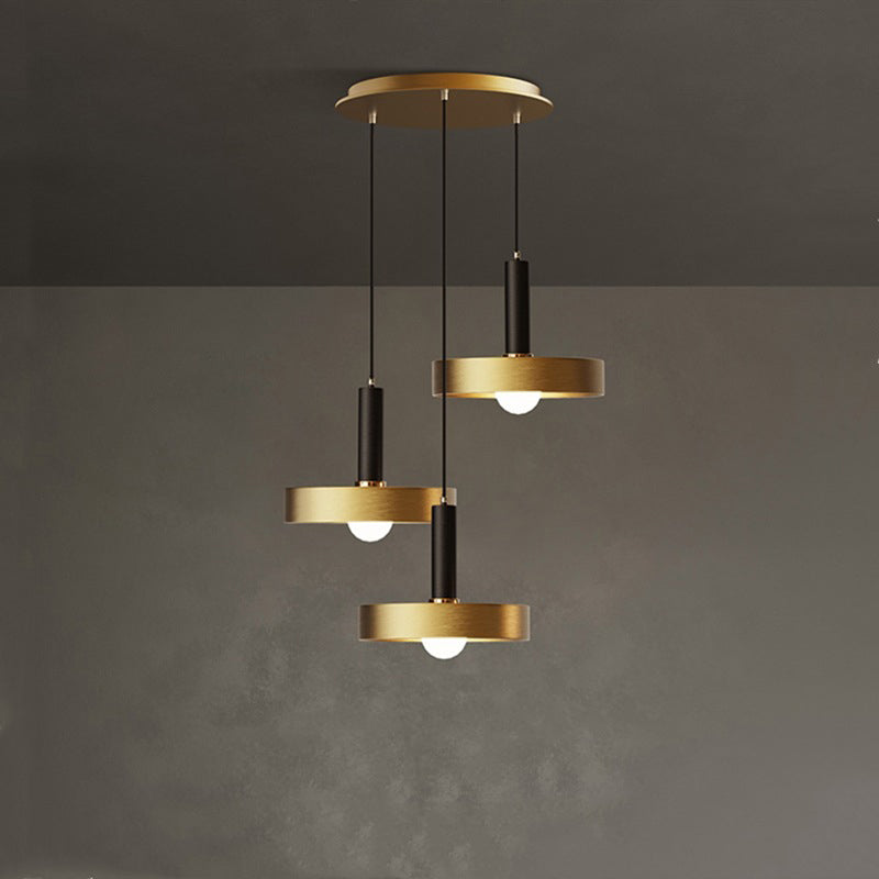 Metallic Lid Shaped Suspension Light Post-Modern Gold Pendant Light Fixture for Dining Room 3 Gold Clearhalo 'Ceiling Lights' 'Modern Pendants' 'Modern' 'Pendant Lights' 'Pendants' Lighting' 2121171