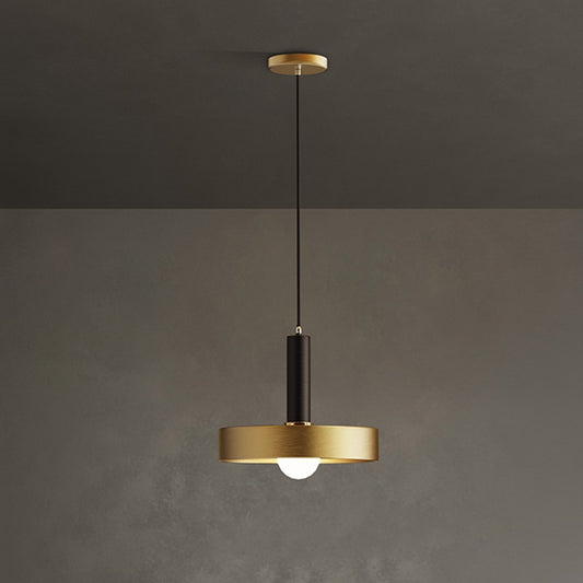 Metallic Lid Shaped Suspension Light Post-Modern Gold Pendant Light Fixture for Dining Room Clearhalo 'Ceiling Lights' 'Modern Pendants' 'Modern' 'Pendant Lights' 'Pendants' Lighting' 2121175