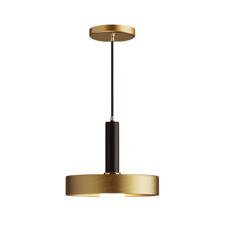 Metallic Lid Shaped Suspension Light Post-Modern Gold Pendant Light Fixture for Dining Room Clearhalo 'Ceiling Lights' 'Modern Pendants' 'Modern' 'Pendant Lights' 'Pendants' Lighting' 2121176
