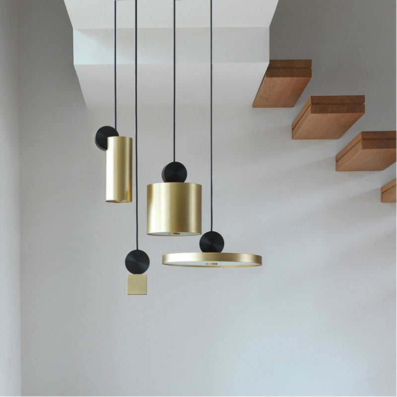 Geometric Shaped Metallic LED Ceiling Light Simplicity Gold Hanging Lamp for Dining Room Clearhalo 'Ceiling Lights' 'Modern Pendants' 'Modern' 'Pendant Lights' 'Pendants' Lighting' 2121179