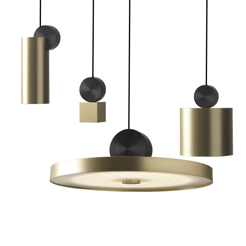 Geometric Shaped Metallic LED Ceiling Light Simplicity Gold Hanging Lamp for Dining Room Clearhalo 'Ceiling Lights' 'Modern Pendants' 'Modern' 'Pendant Lights' 'Pendants' Lighting' 2121180