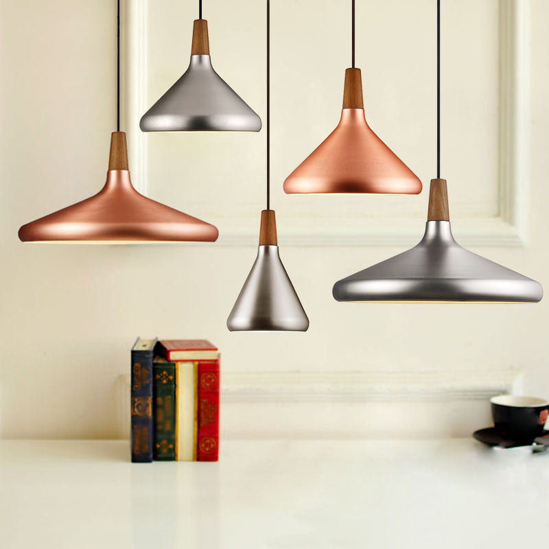 Cone Shade Ceiling Light Simplicity Metallic 1��Head Dining Room Pendant Light Fixture Clearhalo 'Ceiling Lights' 'Modern Pendants' 'Modern' 'Pendant Lights' 'Pendants' Lighting' 2121206