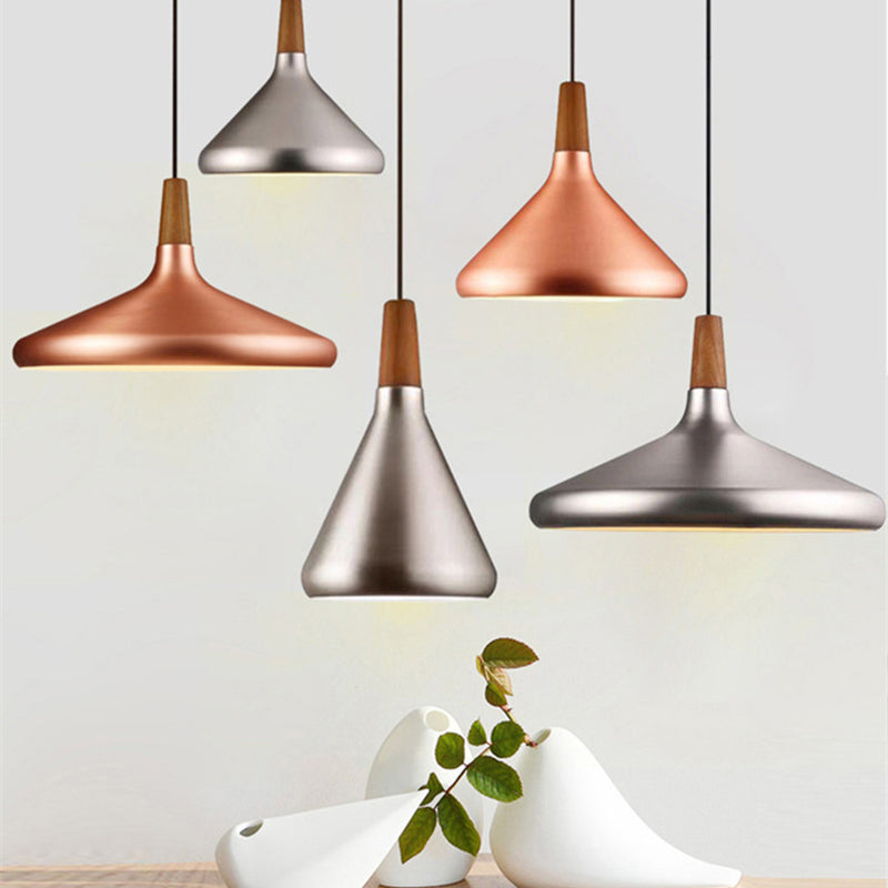 Cone Shade Ceiling Light Simplicity Metallic 1��Head Dining Room Pendant Light Fixture Clearhalo 'Ceiling Lights' 'Modern Pendants' 'Modern' 'Pendant Lights' 'Pendants' Lighting' 2121207