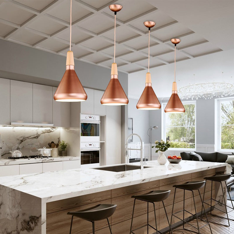 Cone Shade Ceiling Light Simplicity Metallic 1��Head Dining Room Pendant Light Fixture Clearhalo 'Ceiling Lights' 'Modern Pendants' 'Modern' 'Pendant Lights' 'Pendants' Lighting' 2121210