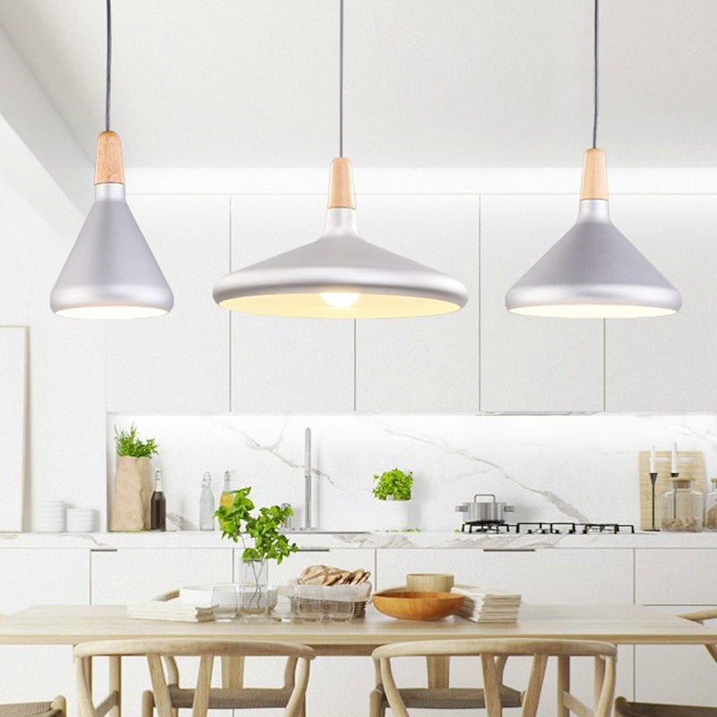 Cone Shade Ceiling Light Simplicity Metallic 1��Head Dining Room Pendant Light Fixture Clearhalo 'Ceiling Lights' 'Modern Pendants' 'Modern' 'Pendant Lights' 'Pendants' Lighting' 2121219