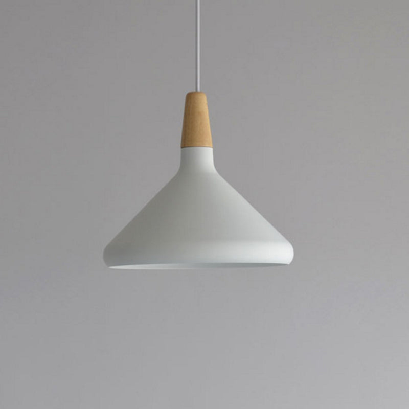 Cone Shade Ceiling Light Simplicity Metallic 1��Head Dining Room Pendant Light Fixture White Medium Clearhalo 'Ceiling Lights' 'Modern Pendants' 'Modern' 'Pendant Lights' 'Pendants' Lighting' 2121223