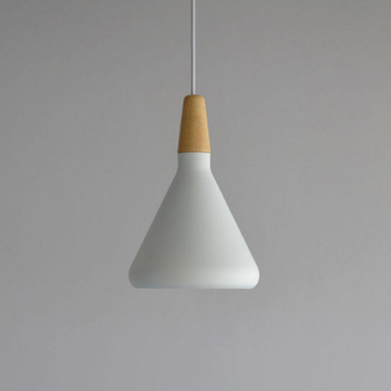 Cone Shade Ceiling Light Simplicity Metallic 1��Head Dining Room Pendant Light Fixture White Small Clearhalo 'Ceiling Lights' 'Modern Pendants' 'Modern' 'Pendant Lights' 'Pendants' Lighting' 2121225