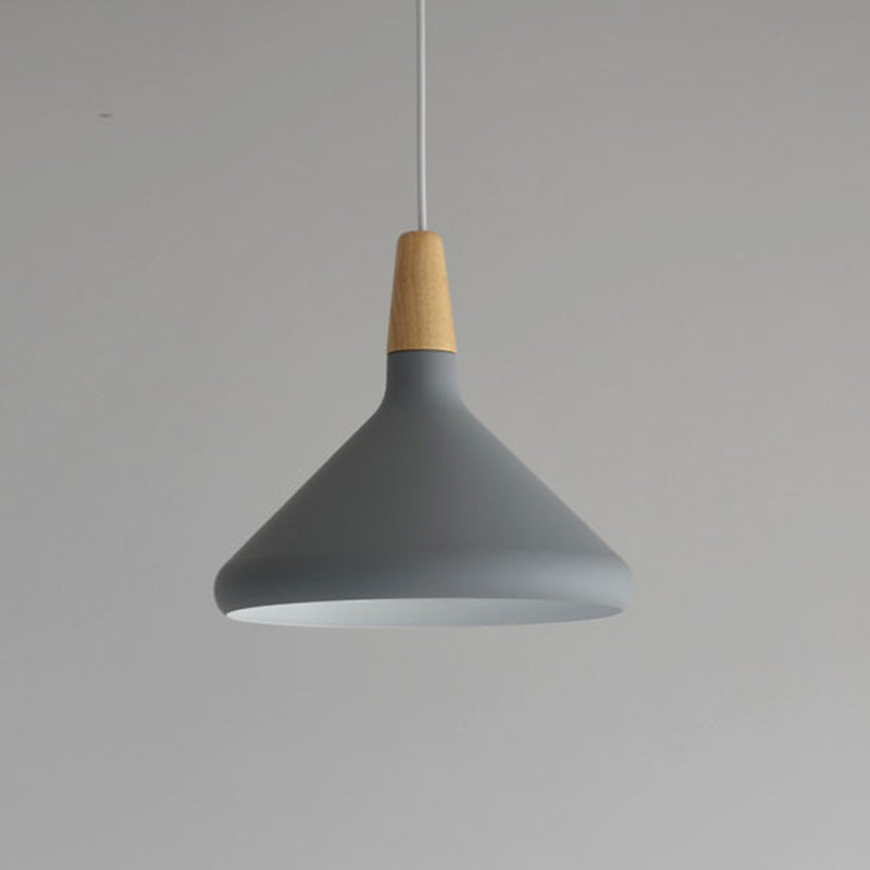 Cone Shade Ceiling Light Simplicity Metallic 1��Head Dining Room Pendant Light Fixture Grey Medium Clearhalo 'Ceiling Lights' 'Modern Pendants' 'Modern' 'Pendant Lights' 'Pendants' Lighting' 2121234