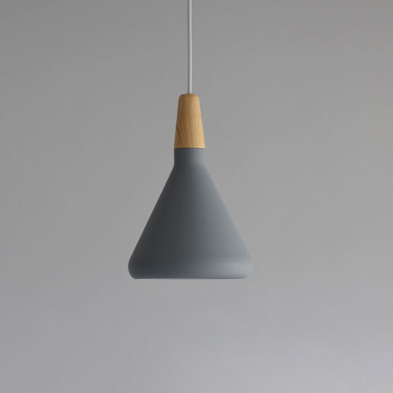 Cone Shade Ceiling Light Simplicity Metallic 1��Head Dining Room Pendant Light Fixture Grey Small Clearhalo 'Ceiling Lights' 'Modern Pendants' 'Modern' 'Pendant Lights' 'Pendants' Lighting' 2121235