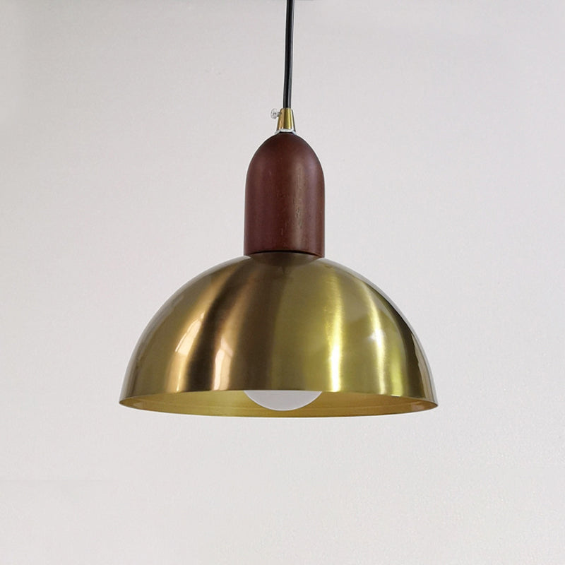 Dome Shade Living Room Pendant Light Metallic Single Postmodern Style Suspension Light Fixture in Brass Clearhalo 'Ceiling Lights' 'Modern Pendants' 'Modern' 'Pendant Lights' 'Pendants' Lighting' 2121244