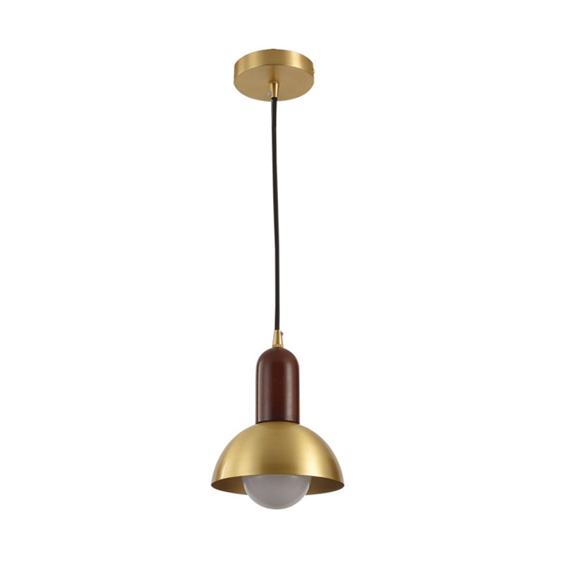 Dome Shade Living Room Pendant Light Metallic Single Postmodern Style Suspension Light Fixture in Brass Clearhalo 'Ceiling Lights' 'Modern Pendants' 'Modern' 'Pendant Lights' 'Pendants' Lighting' 2121245