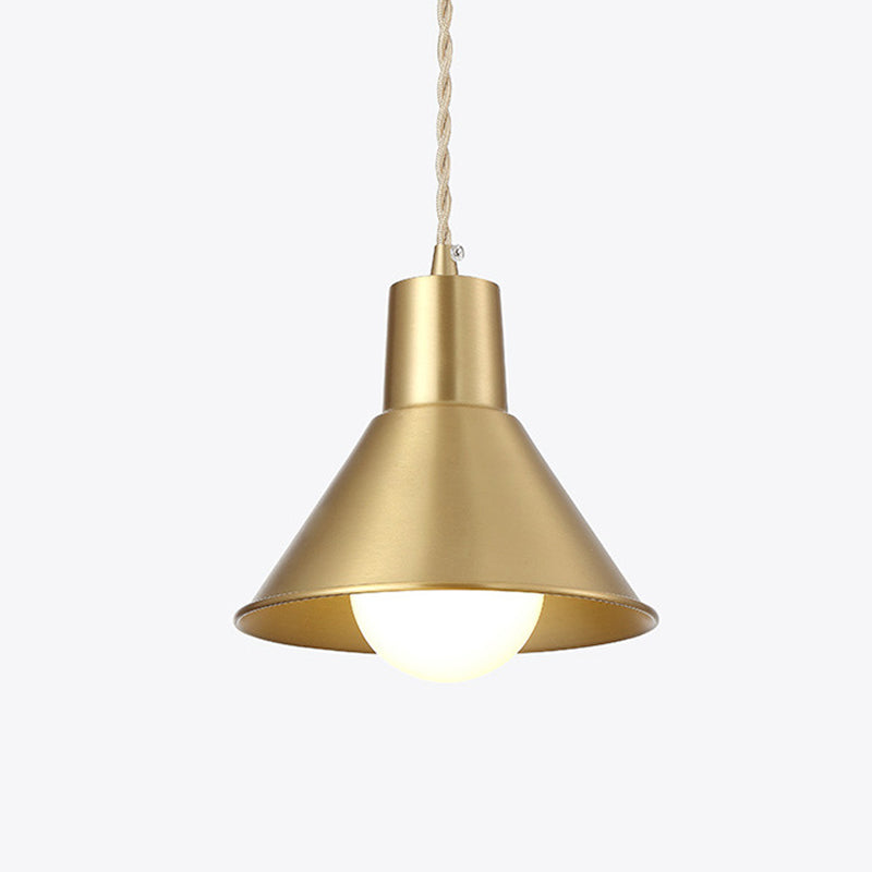 Post-Modern Geometric Shade Ceiling Light Metallic 1-Light Dining Room Pendant Light Fixture in Gold Gold Cone Clearhalo 'Ceiling Lights' 'Modern Pendants' 'Modern' 'Pendant Lights' 'Pendants' Lighting' 2121251
