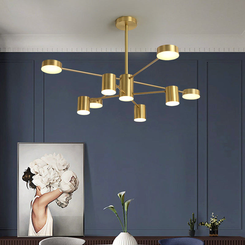 Starburst Living Room LED Chandelier Lighting Metallic Minimalist Pendant Light for Living Room 8 Gold Clearhalo 'Ceiling Lights' 'Chandeliers' 'Modern Chandeliers' 'Modern' Lighting' 2121330