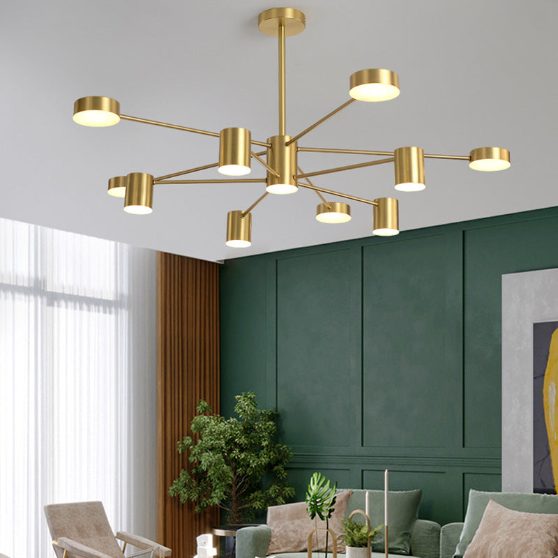 Starburst Living Room LED Chandelier Lighting Metallic Minimalist Pendant Light for Living Room 10 Gold Clearhalo 'Ceiling Lights' 'Chandeliers' 'Modern Chandeliers' 'Modern' Lighting' 2121333