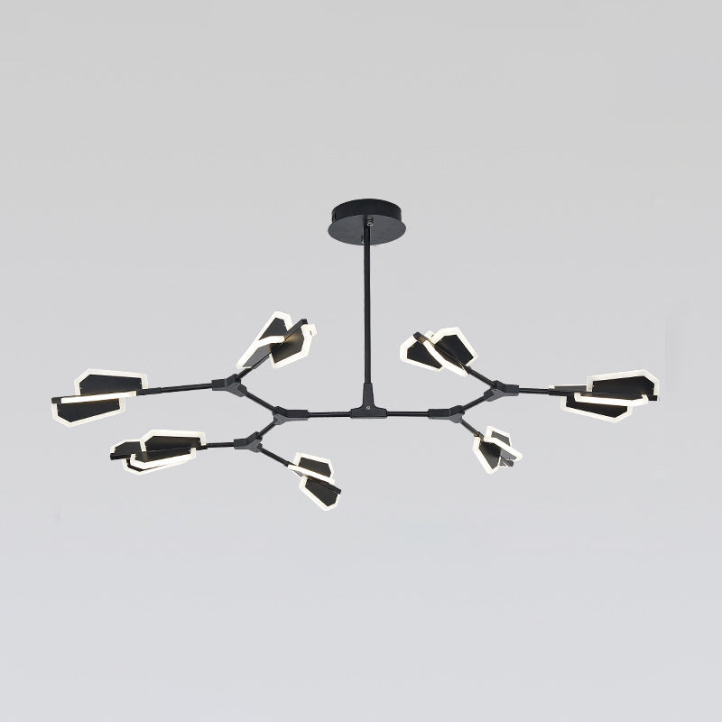 Postmodern Branch Shaped Ceiling Lighting Metallic Living Room LED Chandelier Light Fixture 7 Black Clearhalo 'Ceiling Lights' 'Chandeliers' 'Modern Chandeliers' 'Modern' Lighting' 2121345